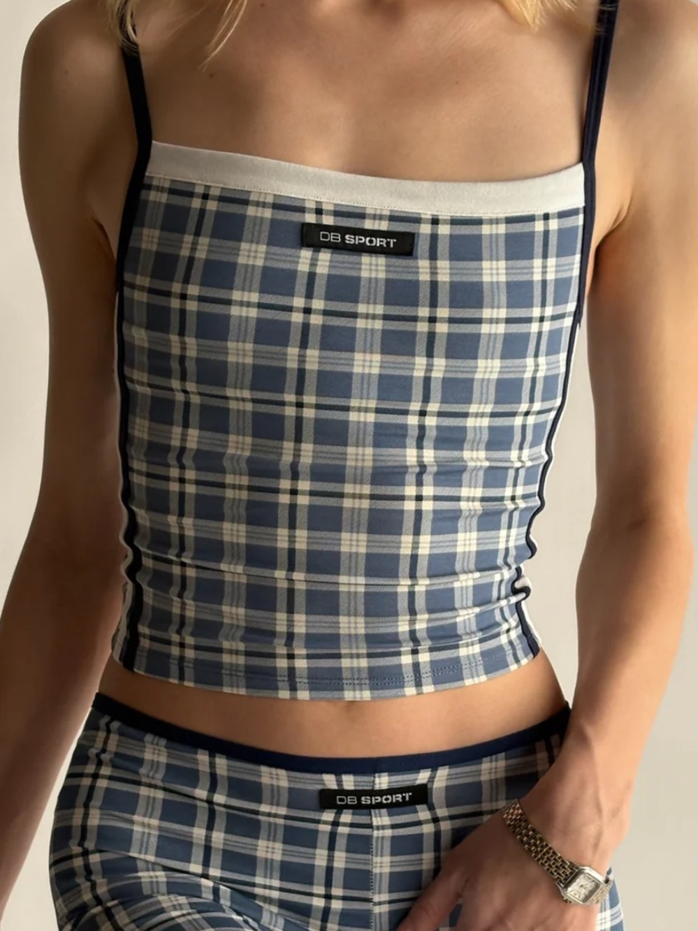 Dairy Boy DB Sport Greenwich Plaid Tank Blue and White Size Large